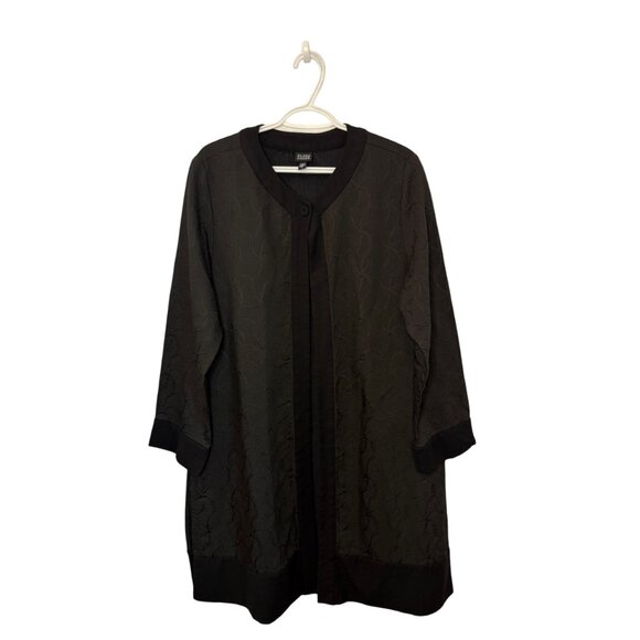 Eileen Fisher black matte jacquard swirl long cardigan size L - Picture 2 of 4